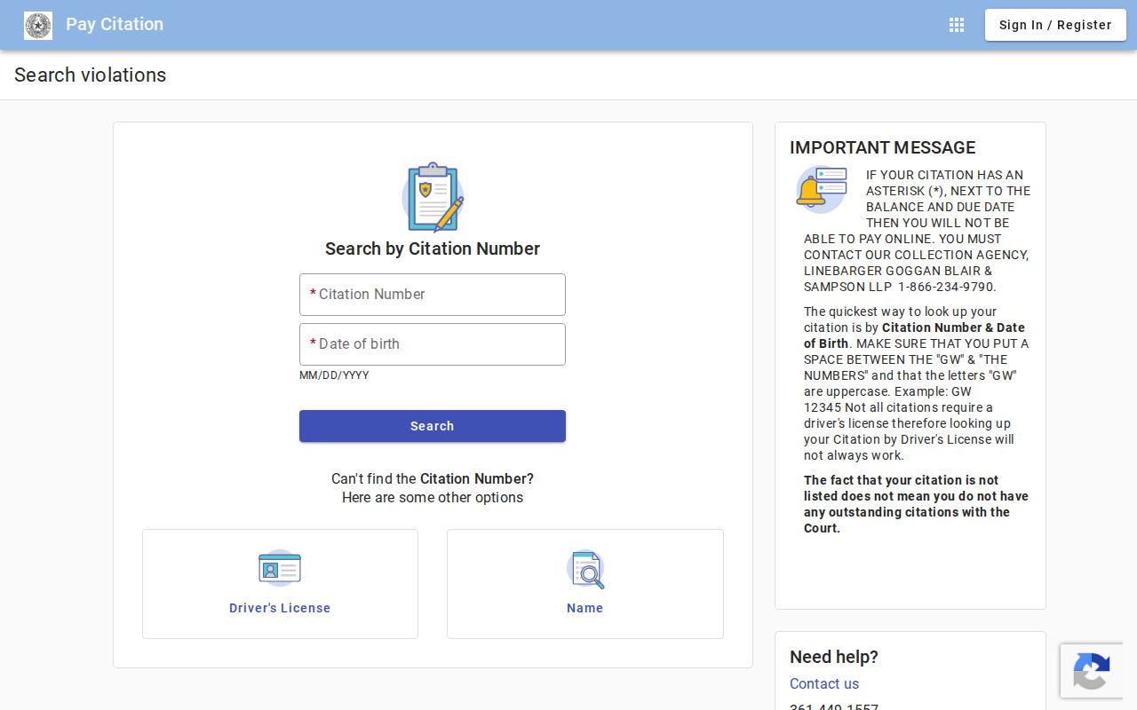 George West warrant search citation fields for city court records