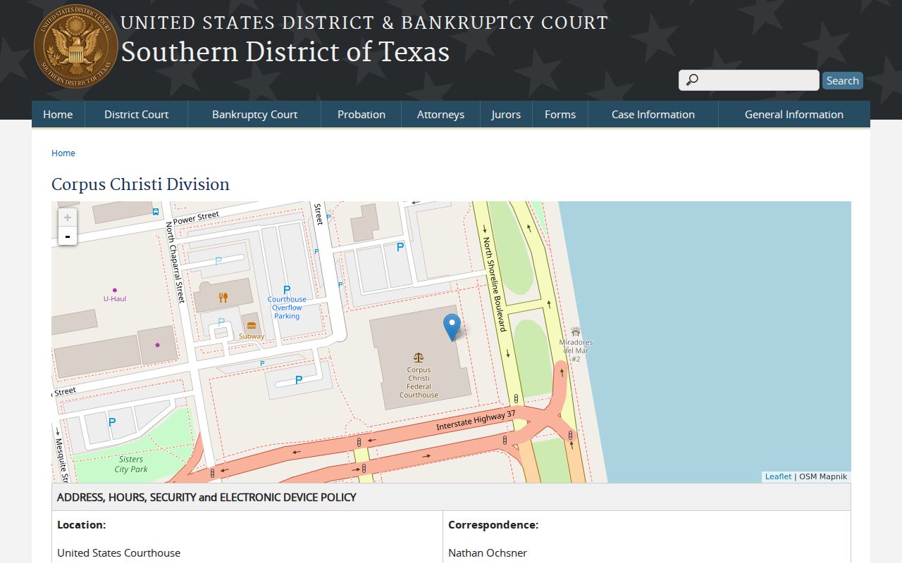 Live Oak County arrest warrant jurisdiction and federal court location in Corpus Christi