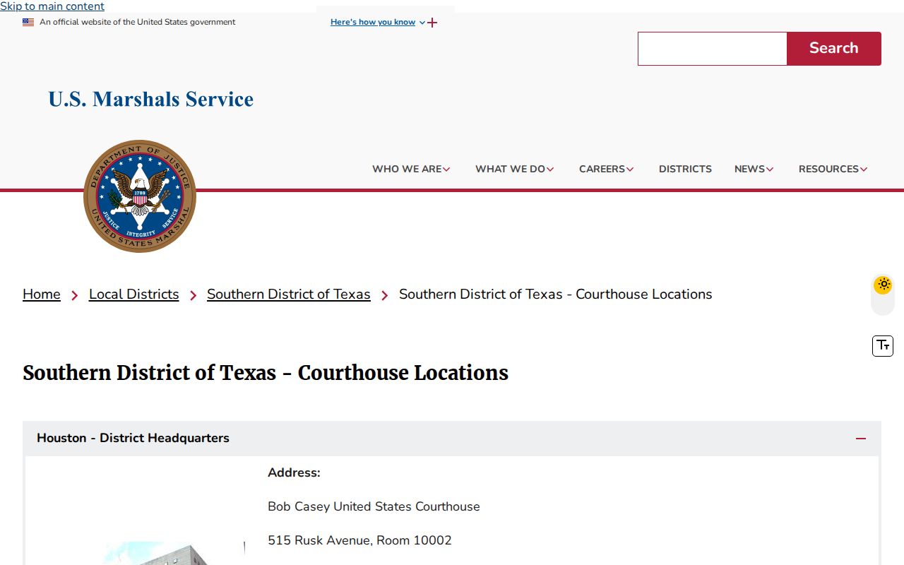 Live Oak County federal warrant service context at the U.S. Marshals office page