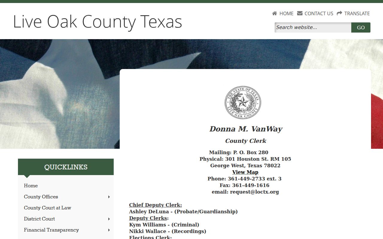 Live Oak County warrant record routing at the County Clerk office